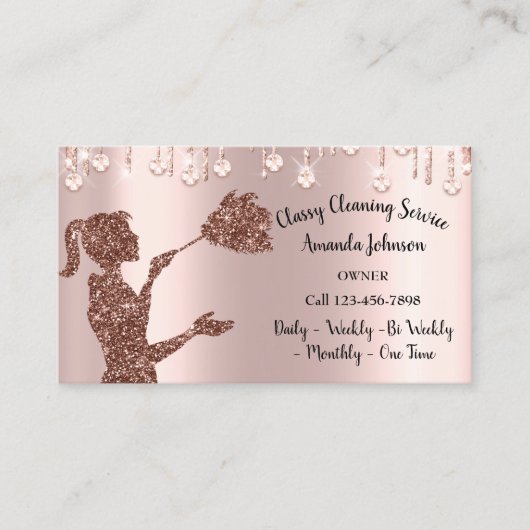 Carte De Visite Logo Rose des services de nettoyage classique Lect (Devant)