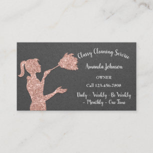 Carte De Visite Logo Rose des services de nettoyage classique Maid