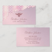 Carte De Visite Logo rose en or nid d'abeille (Devant / Derrière)
