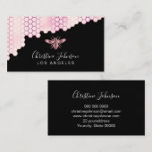 Carte De Visite Logo rose en or nid d'abeille et nid d'abeille sur (Devant / Derrière)