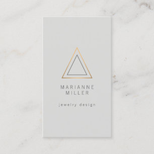 Carte De Visite Logo rose énervé de triangle d'or sur gris-clair