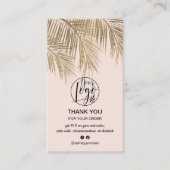 Carte De Visite Logo rose feuille d'or moderne commander merci (Devant)