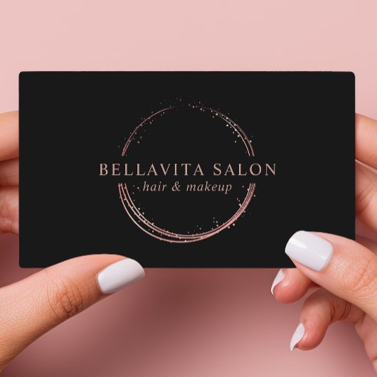 Carte De Visite Logo rose Gold Abstrait Circle Salon