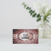 Carte De Visite Logo rose Gold Burgundy Parties scintillant Bijoux (Debout devant)