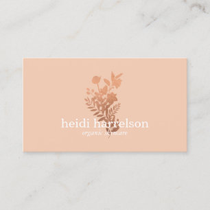 Carte De Visite Logo rose Gold Floral sur Peach