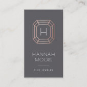 Carte De Visite Logo rose Gold Gem Monogram | Bijoux (Devant)