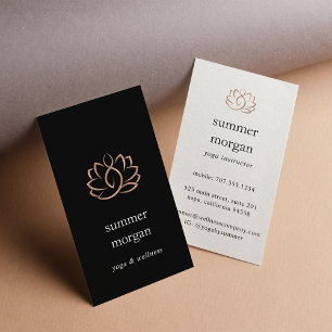 Carte De Visite Logo rose Gold Lotus Yoga Wellness Massage