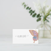 Carte De Visite Logo rose Gold Parties scintillant Rainbow Butfly (Debout devant)