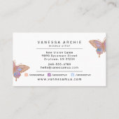 Carte De Visite Logo rose Gold Parties scintillant Rainbow Butfly (Dos)
