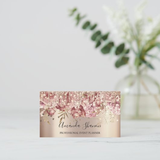 Carte De Visite Logo rose Gold Pink Confetti Drio QR CODE (Debout devant)
