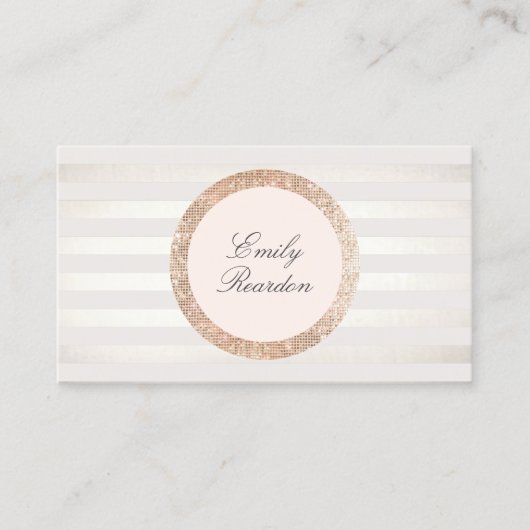 Carte De Visite Logo Rose Gold Sequin Rose Chic (Devant)