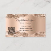 Carte De Visite Logo rose or agate marbre code QR (Dos)