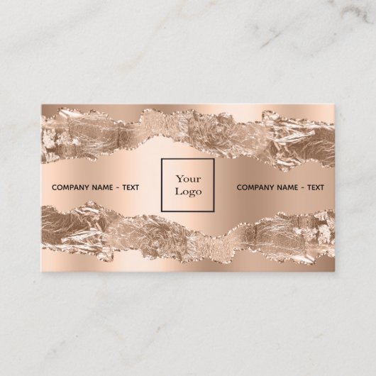 Carte De Visite Logo rose or agate marbre code QR (Devant)