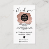 Carte De Visite logo rose or brosse commander merci (Devant)