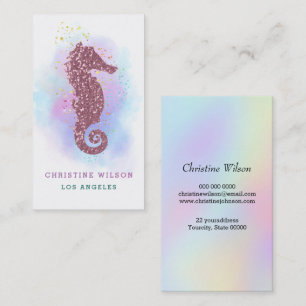 Carte De Visite Logo rose or rose hippocampe