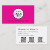 Carte De Visite Logo rose QR Code Instagram (Devant / Derrière)
