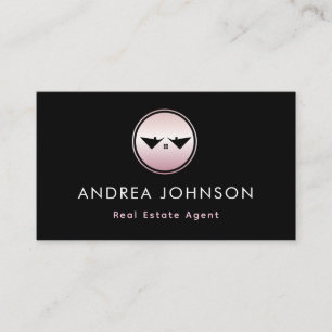 Carte De Visite Logo Rose Rose Or Logo Immobilier Photo Qr Code
