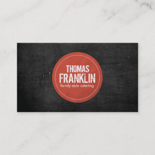 Carte De Visite Logo rouge rustique estampé II sur bois noir