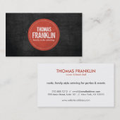 Carte De Visite Logo rouge rustique estampé II sur bois noir (Devant / Derrière)