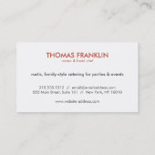 Carte De Visite Logo rouge rustique estampé II sur bois noir (Dos)