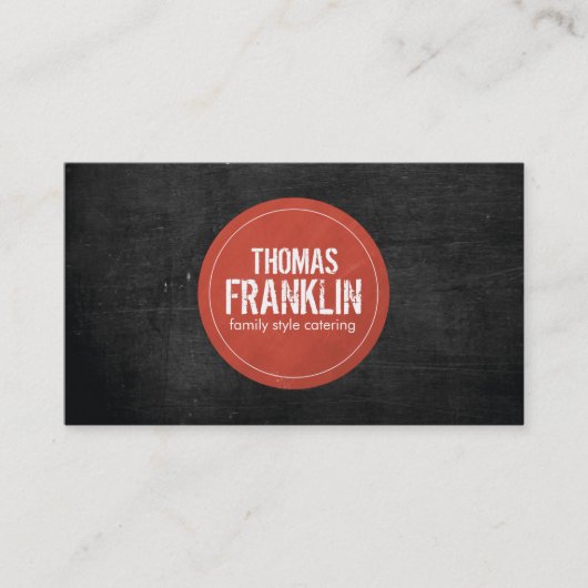 Carte De Visite Logo rouge rustique estampé II sur bois noir (Devant)