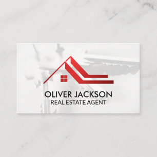 Carte De Visite Logo rouge sur le toit Touches de la maison