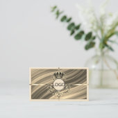 Carte De Visite Logo Royal Beige Gold de luxe Photo QR Code (Debout devant)