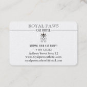 Carte De Visite Logo royal d'hôtel de chat (Dos)