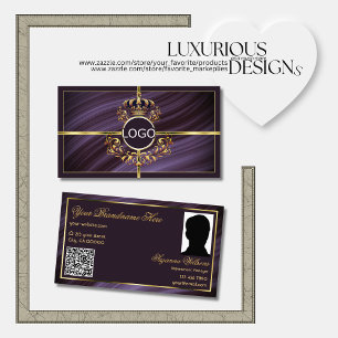 Carte De Visite Logo Royal Purple Gold de la Couronne de fantaisie