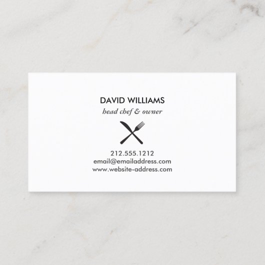 Carte De Visite Logo Rustic Crossed Fork Knife (Dos)