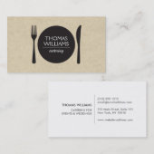 Carte De Visite Logo Rustic Fork & Knife pour Chefs & Restaurants (Devant / Derrière)