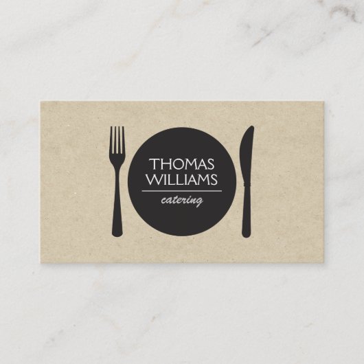 Carte De Visite Logo Rustic Fork & Knife pour Chefs & Restaurants (Devant)