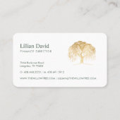 Carte De Visite Logo Rustic Modern Green & Gold Willow Tree (Dos)