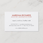 Carte De Visite Logo Rustic Red Circle pour Chef, Restauration, Bo (Dos)