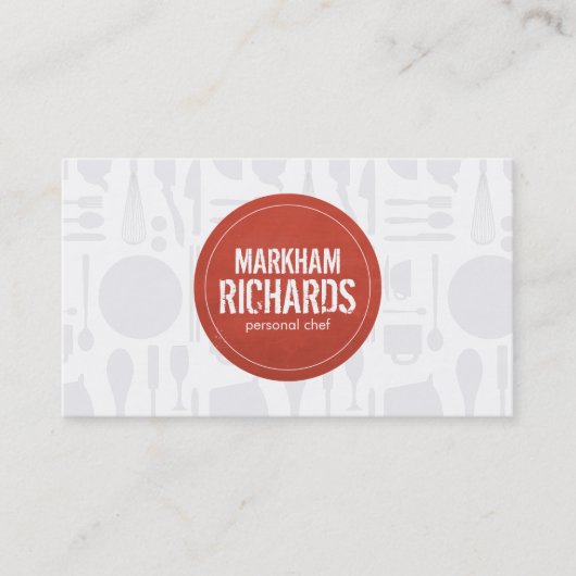 Carte De Visite Logo Rustic Red Circle pour Chef, Restauration, Bo (Devant)