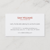 Carte De Visite Logo Rustic Red Circle pour la restauration, boula (Dos)