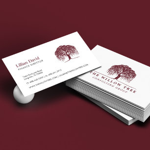 Carte De Visite Logo Rustique Moderne Bourgogne Willow Tree