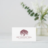 Carte De Visite Logo Rustique Moderne Bourgogne Willow Tree (Debout devant)