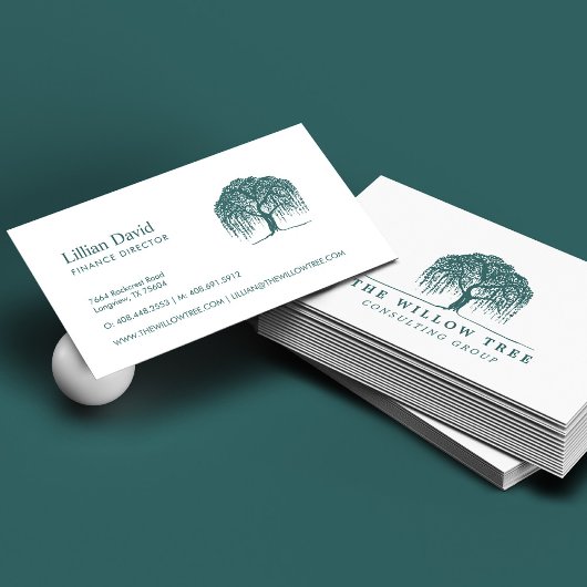 Carte De Visite Logo Rustique moderne Green Willow Tree