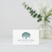 Carte De Visite Logo Rustique moderne Green Willow Tree (Debout devant)