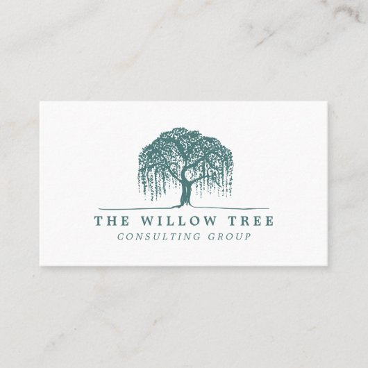 Carte De Visite Logo Rustique moderne Green Willow Tree (Devant)