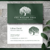 Carte De Visite Logo Rustique moderne vert & blanc Willow Tree