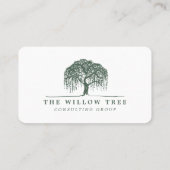 Carte De Visite Logo Rustique Olive Green & White Willow Tree Phot (Dos)