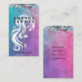 Carte De Visite Logo Salon Beauté | Aquarelle | Éclairage (Devant / Derrière)