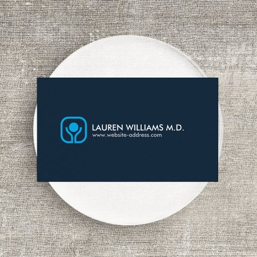 Carte De Visite Logo santé et bien-être sur bleu foncé