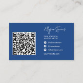 Carte De Visite Logo script blanc bleu maquillage cheveux qr code (Dos)