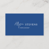 Carte De Visite Logo script blanc bleu maquillage cheveux qr code (Devant)