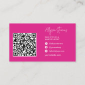 Carte De Visite Logo script blanc chaud cheveux maquillage qr code (Dos)