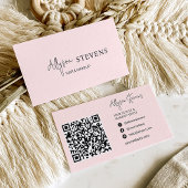 Carte De Visite Logo script Blush rose cheveux maquillage qr code