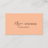 Carte De Visite Logo script chic peach maquillage cheveux qr code (Devant)
